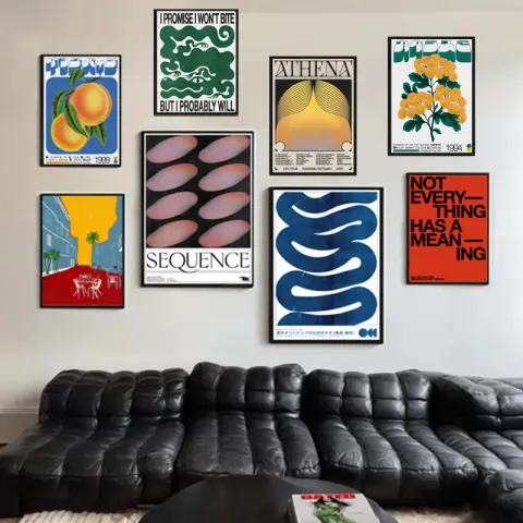 Modern Japanese Abstract Geometric Retro Poster Living Room Wall