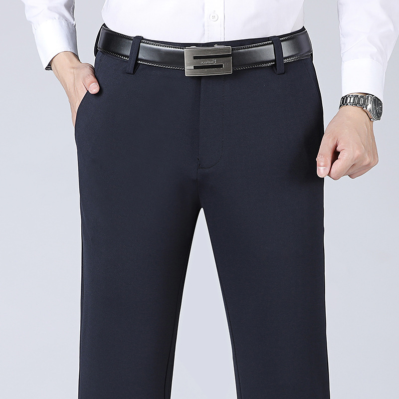 Mens Stretch Business Straight-Cut Casual Pants