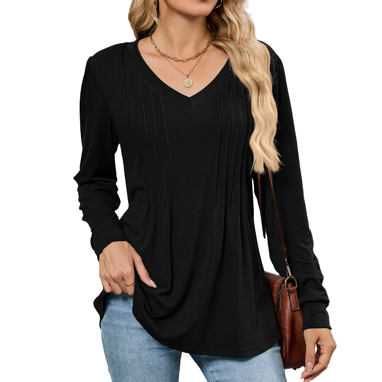 Stripes Loose Long-sleeved T-shirt Top Women's Clothing