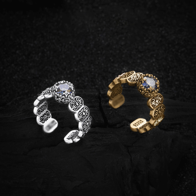 Retro Heavy Industry Colorful Chic Ring Female Fashion