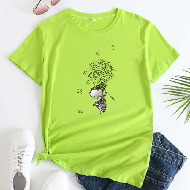 Comfort And Casual Women's Short Sleeve T shirt Fluorescent Green - Shop at LoveMi