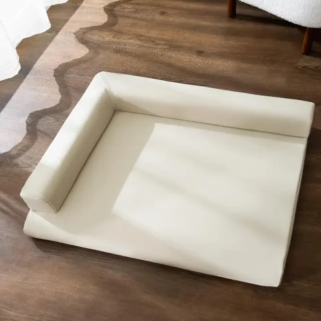 Kennel Simple Plain Leather L shaped Kennel Dog Sleeping Rest Mat Simple Gray - Shop at LoveMi