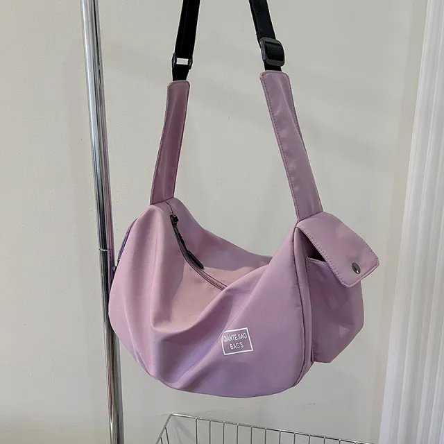 Fashion Casual Nylon Sports Large Capacity Shoulder Messenger Travel Bag Purple - Shop at LoveMi