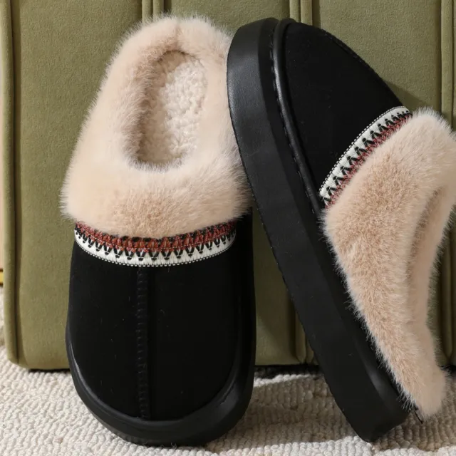 Fluffy Slippers Autumn And Winter Thick Bottom Outdoor Black - Shop at LoveMi