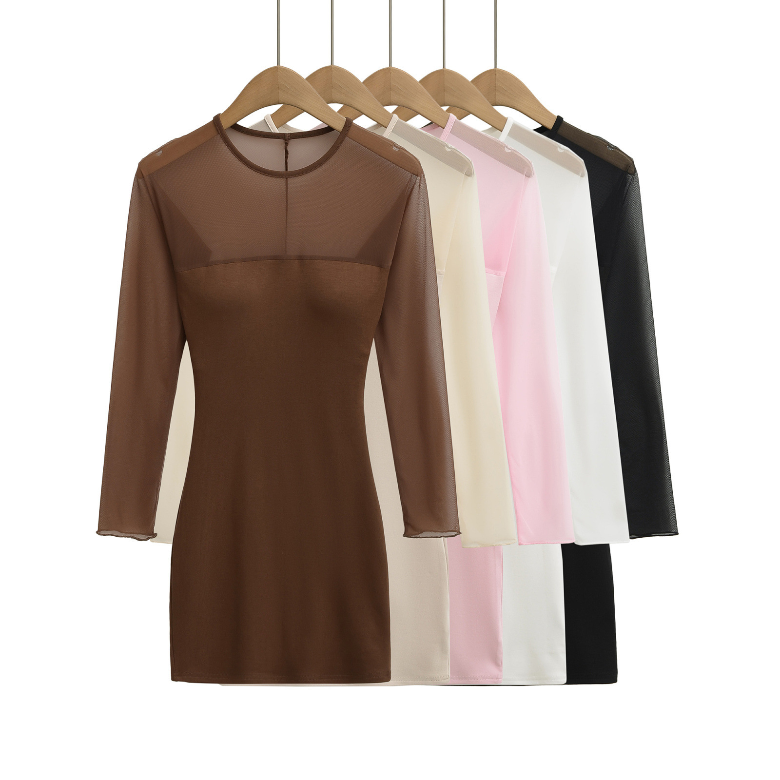 Sexy Long-sleeved Mesh Dress For Womensummer, Pure And Alluring Style, Stunningly Elegant, Figure-hugging, Slimming, And Tight-fitting Sheath Mini-dress
