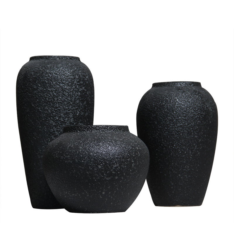 Simple Black Stoneware Vaseversatile Ceramic For Any Style