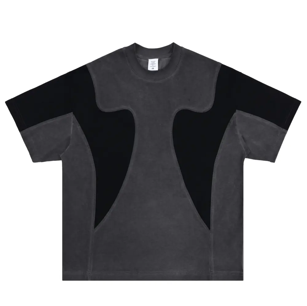 American Patchwork Retro Distressed Men's T-shirt Washed Structure Contrast