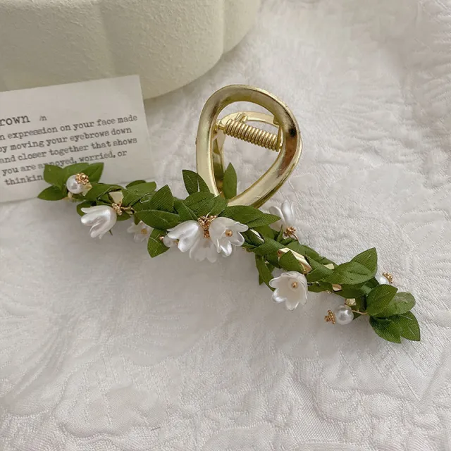 Sweet Retro Leaves Flowers Shark Hair Twisted Vine Linglan - Shop at LoveMi