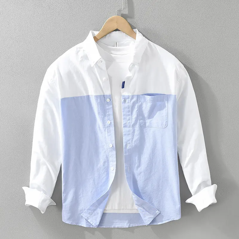Mens Patchwork Long Sleeve Top
