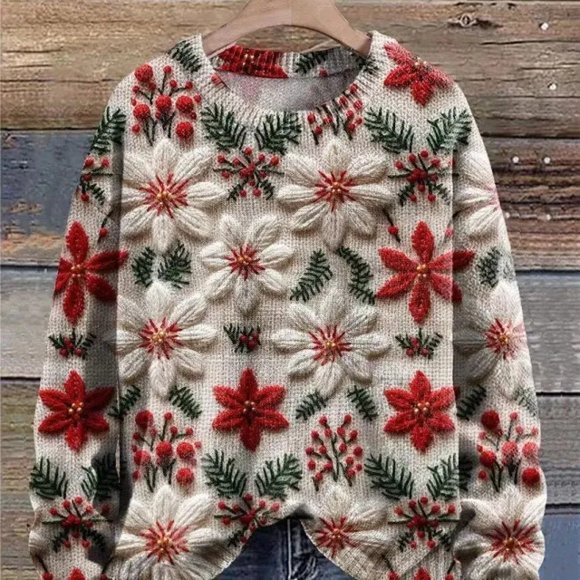 Women's Christmas Casual Round Neck Long Sleeve Sweater 1 Style L - Shop at LoveMi