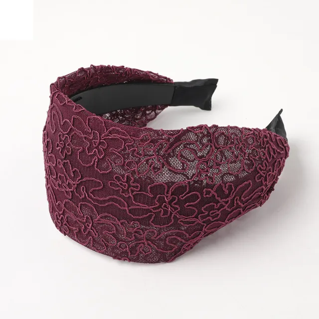 Lace Wide Brim Toothed Hair Hoop Wine Red - Shop at LoveMi