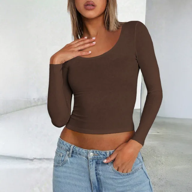 New Slim Women's Long Sleeve Brown - Shop at LoveMi