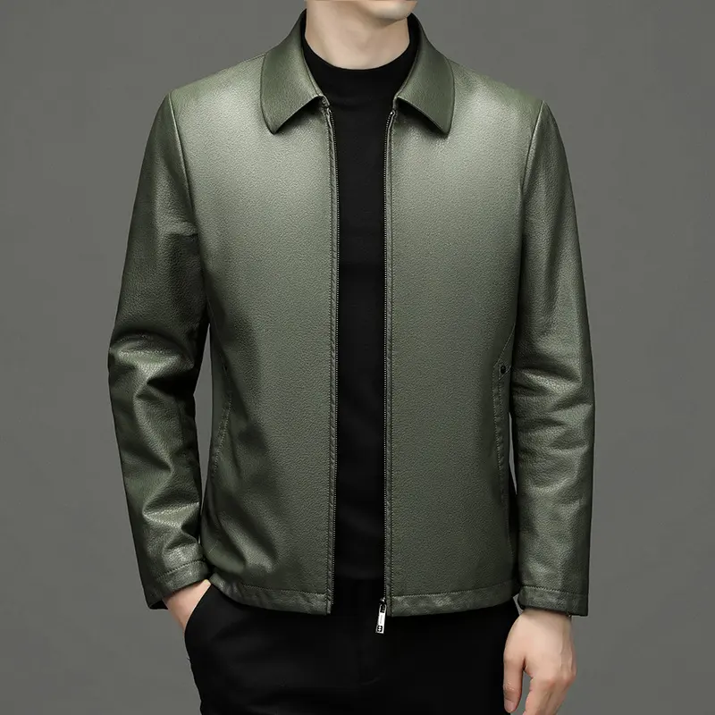 Lapel Ecological Real Leather Clothes Coat Jacket Men
