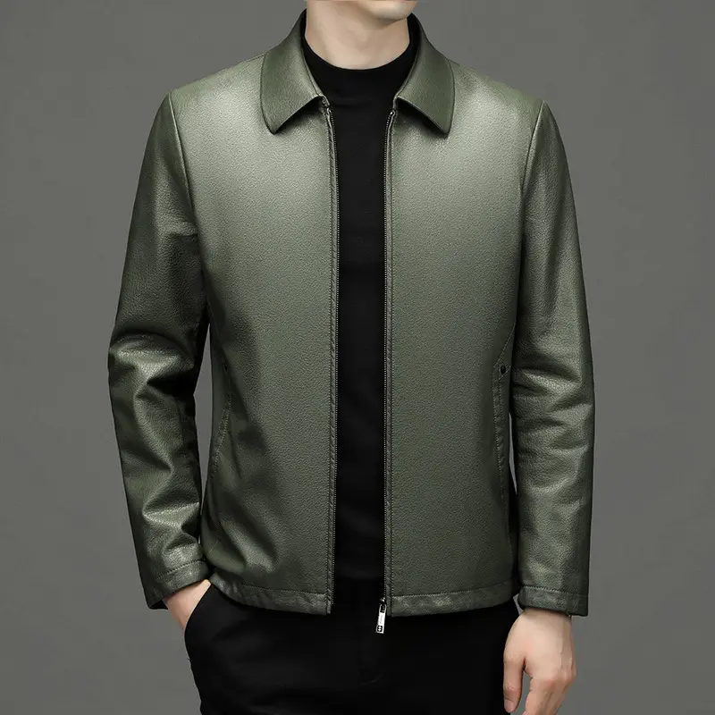 Lapel Ecological Real Leather Clothes Coat Jacket