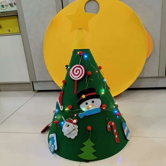 Felt Christmas Tree Three dimensional Holiday High grade Decorations With Lights Children Handmade Pendant Green With Light - Shop at LoveMi