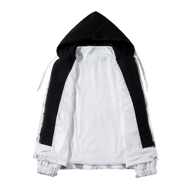 Men's Loose Baseball Uniform Hooded Casual Jacket