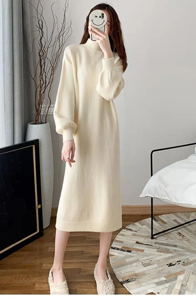 Knitted Dress Sweater Polyester Women's Temperament Beige - Shop at LoveMi