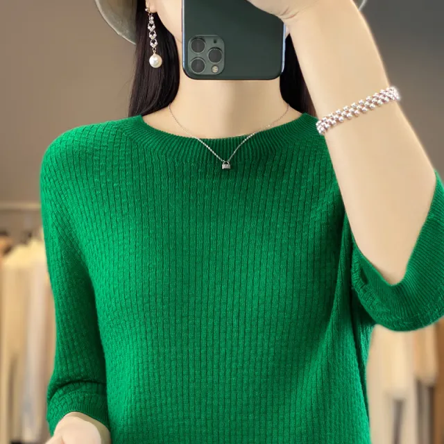 New Worsted Wool Front Line Ready made Garments Round Neck Emerald 2Xl - Shop at LoveMi