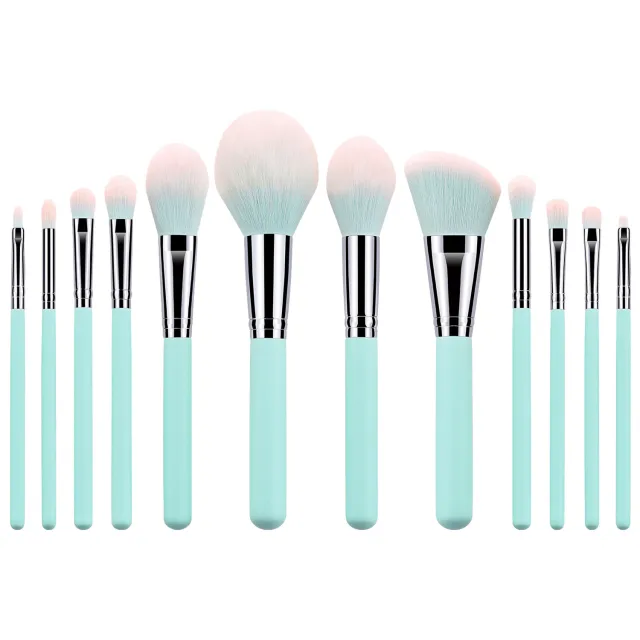 Light Blue Handle Makeup Soft Soft Hair Foundation Eye Shadow Brush 12 Blue Opp Bags - Shop at LoveMi