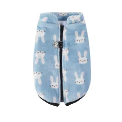 Pet Coat Zipper Flannel Plus Velvet Thickened Vest - Light Blue - View 1