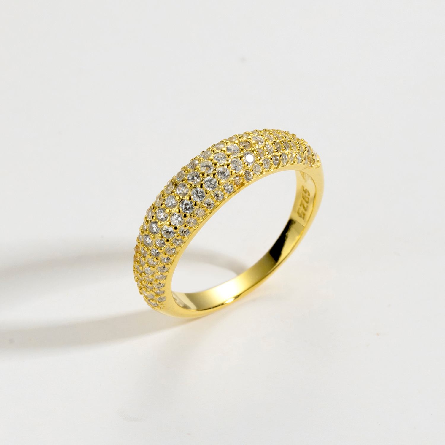 S925 Silver Cuban Multi-row Rhinestone Ring