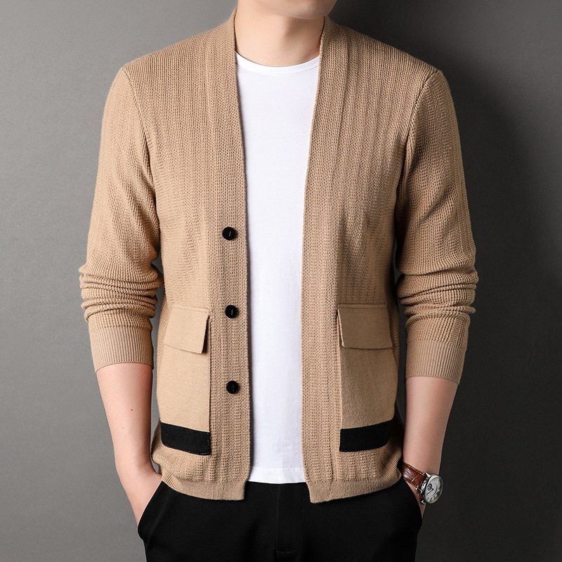 Men's Knitted Cardigan Fashion Single-breasted Sweater Casual