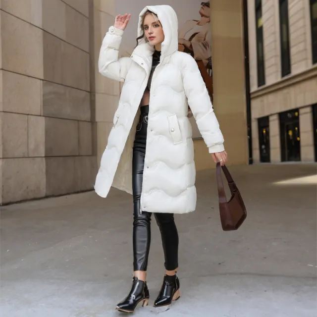 Women's Mid length Winter Down Cotton Jacket White - Shop at LoveMi