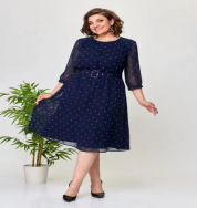 Women's 34 Sleeves Round Neck Dress Picture Color - Shop at LoveMi