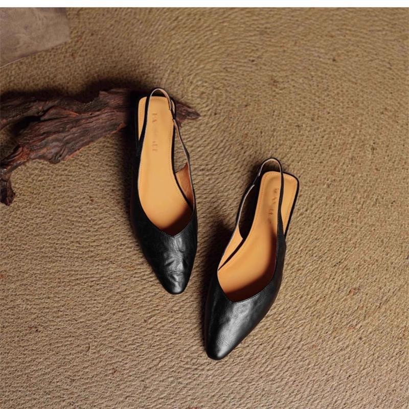 Soft-leather Sandals For Women Summer Outdoor Mules With A Cutout Back