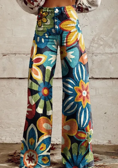Women's 3D Printed Straight Casual Wide leg Pants Hy1387Mu 2Xl - Shop at LoveMi