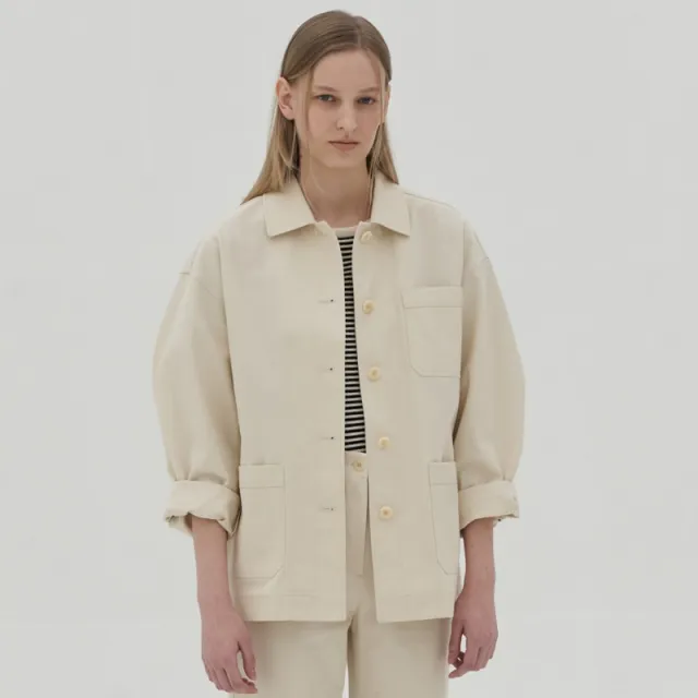 Shirt Coat Leisure Loose Shirt Jacket Creamy White - Shop at LoveMi