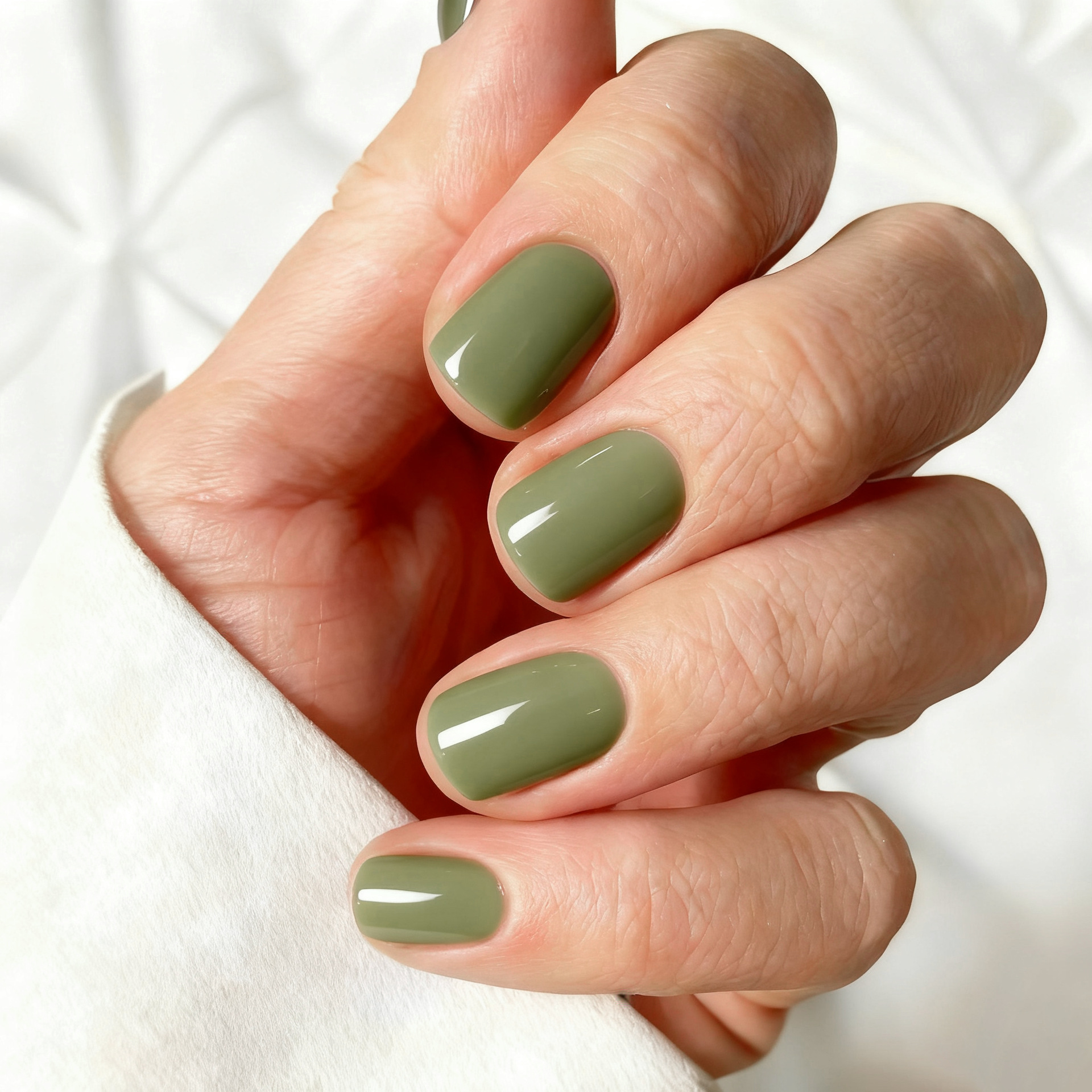 Simple Bean-Green Fake Nails For Women