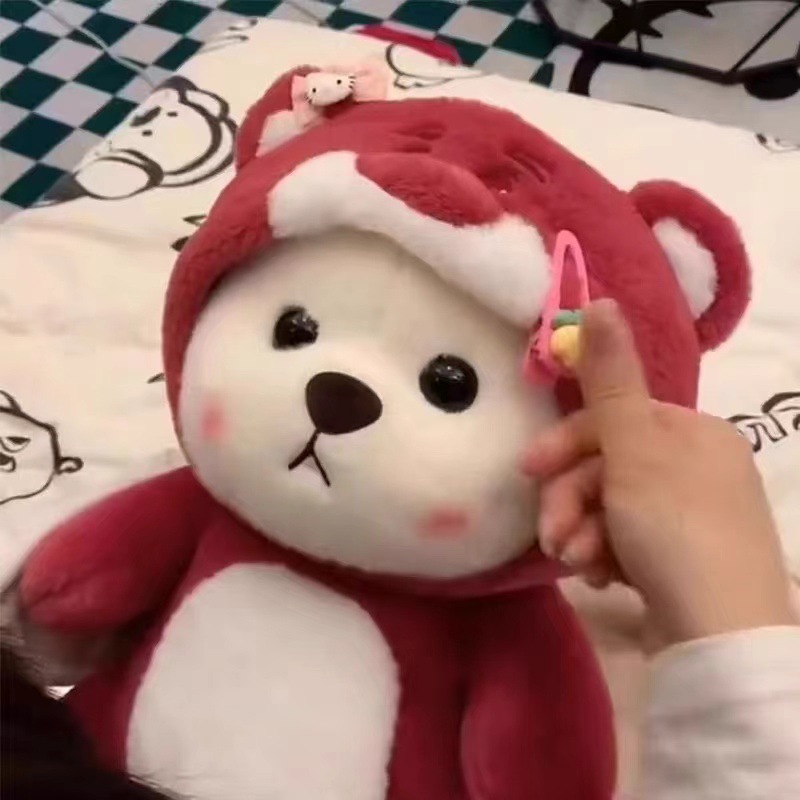 Colorful And Cute Strawberry Bear Plush Doll