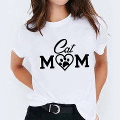Cat Flamingo Round Neck Print T-shirt Short Sleeve Women's Clothing - Style 1014 - View 1