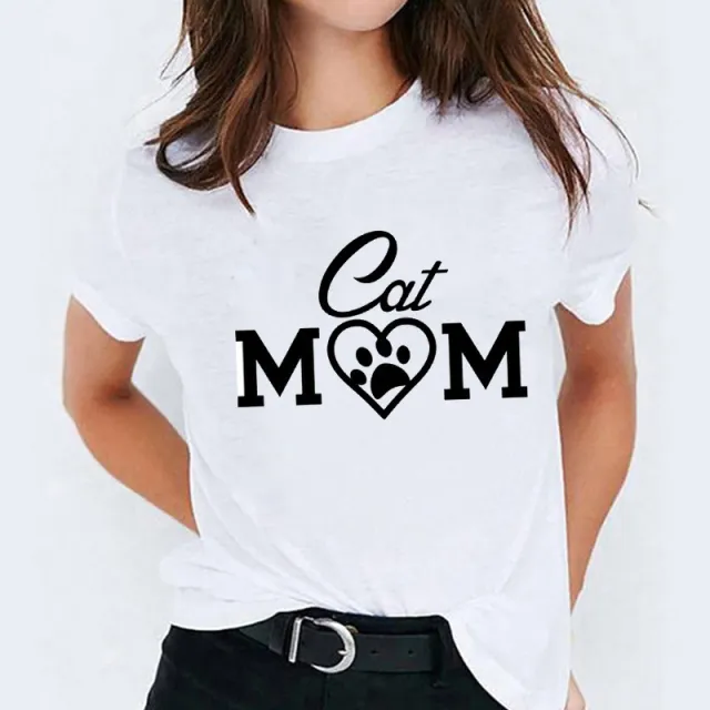 Cat Flamingo Round Neck Print T shirt Short Sleeve Women's Clothing Style 1014 - Shop at LoveMi