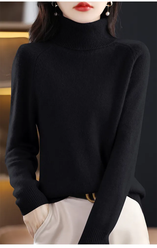 Women's Loose Plus Size Thick Long sleeved Sweater Black - Shop at LoveMi