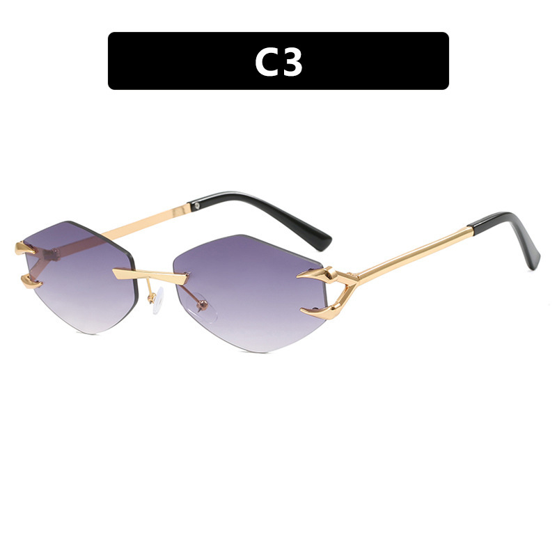 European And American Leisure Hip Hop Trend Sunglasses Frameless Grapple Polygonal Sunglasses - Image 6