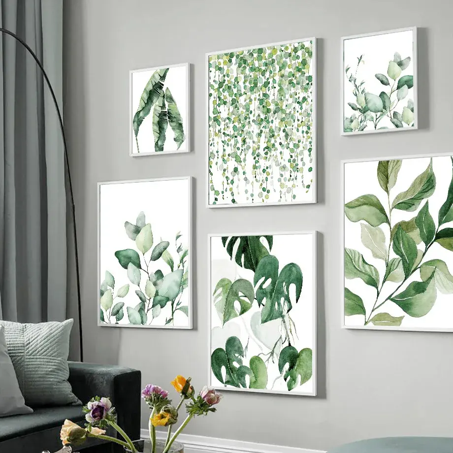 Green Watercolor Plant Leaf Monstera Poster Decorative Art Print