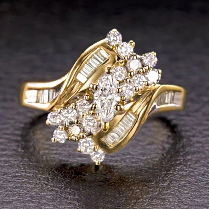 Exquisite Horse-eye-shaped Zircon-inlaid Ring For Women
