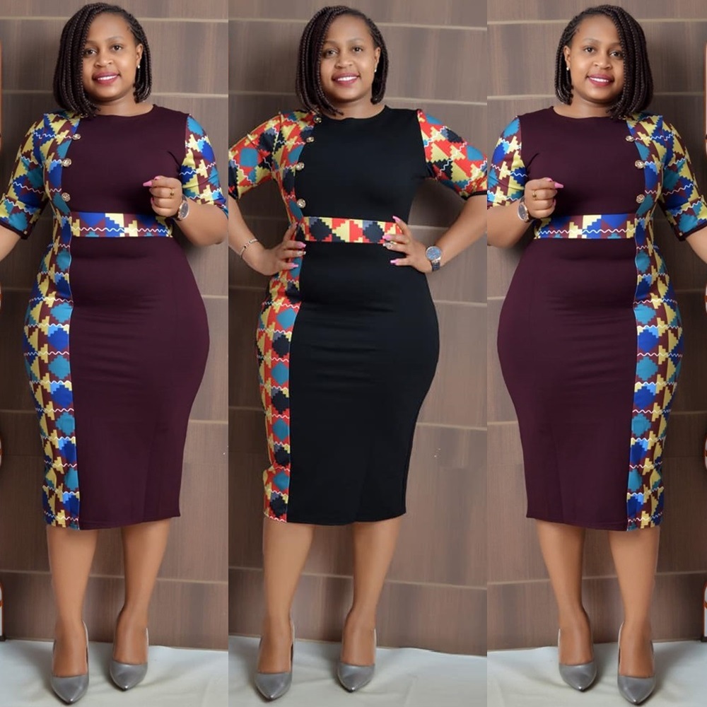 Women's New Round Neck 34 Sleeves Printing Dress