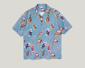 Hawaiian Funny Printed Beach Shirts Loose Fit 