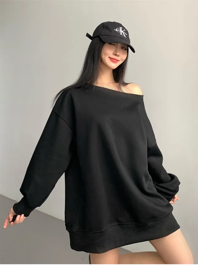 Autumn And Winter American Sweater Women's Design Off shoulder Loose Casual Black - Shop at LoveMi