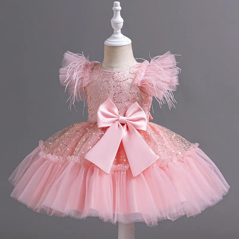 Flower Children's Clothing Children's Wedding Dress Tulle Skirt Summer - Pink