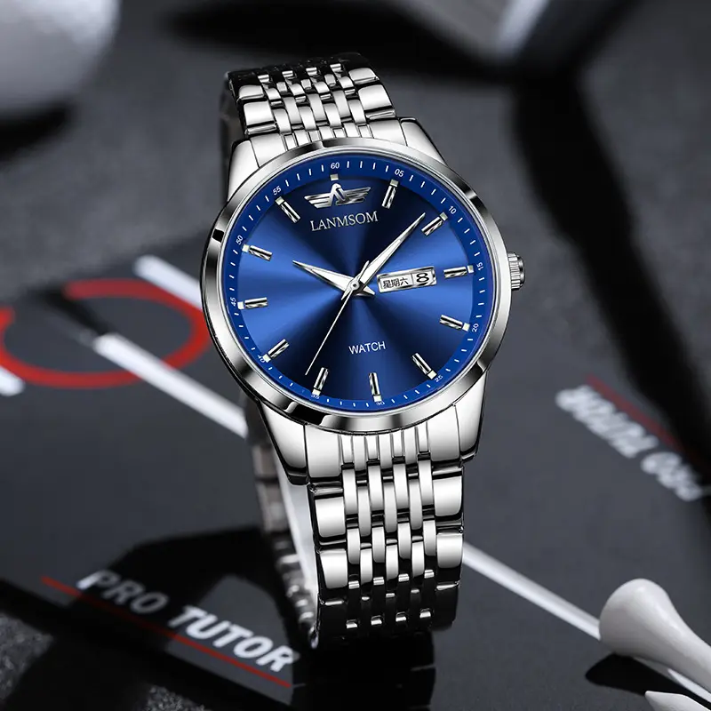 Slim Business Watch Dual-date Display Waterproof Luminous