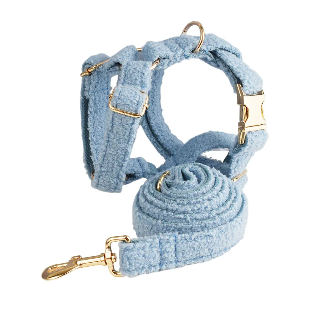 Blue Teddy Bear Dog Breast Collar Pet Collar - Vest Dog Leash