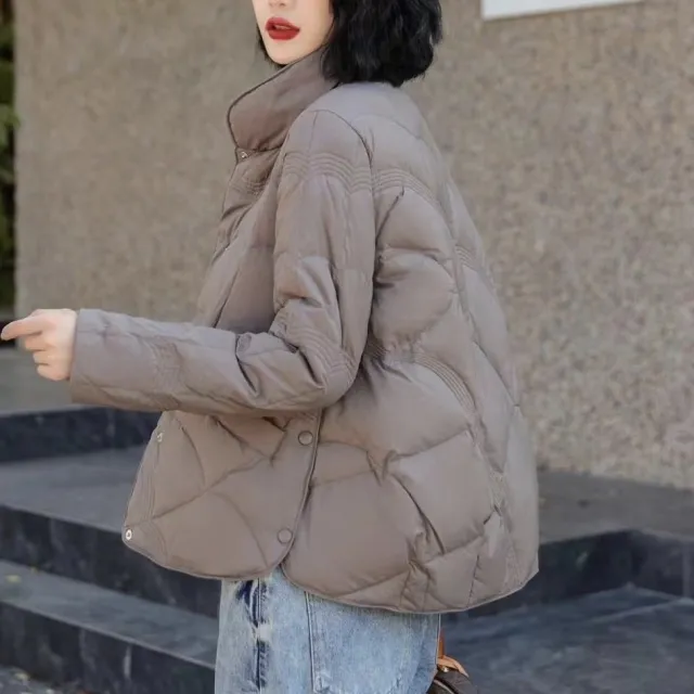 Lightweight Down Jacket Female Loose Lapel Gray - Shop at LoveMi