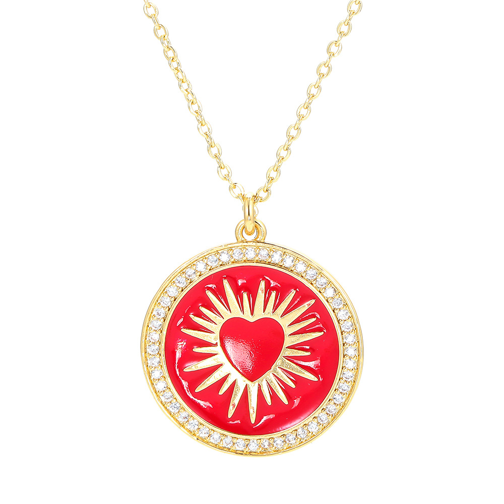 Round Colorful Oil Necklace Pendant Necklace