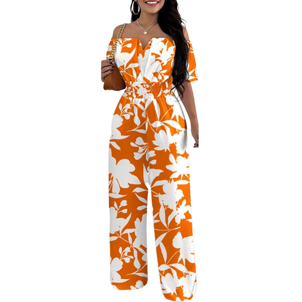 Women's Off-neck Waist Trimming Loose Straight Jumpsuit - Image 12