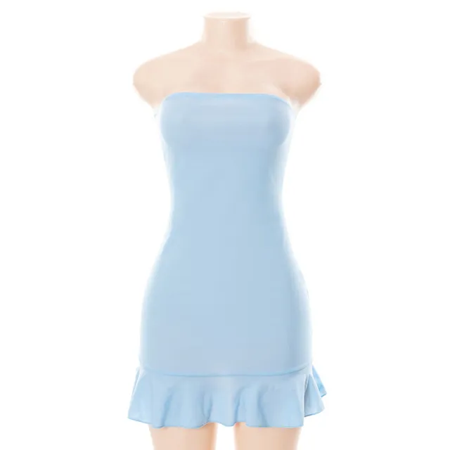 Solid Color Pleated Sheath Short Dress Blue - Shop at LoveMi