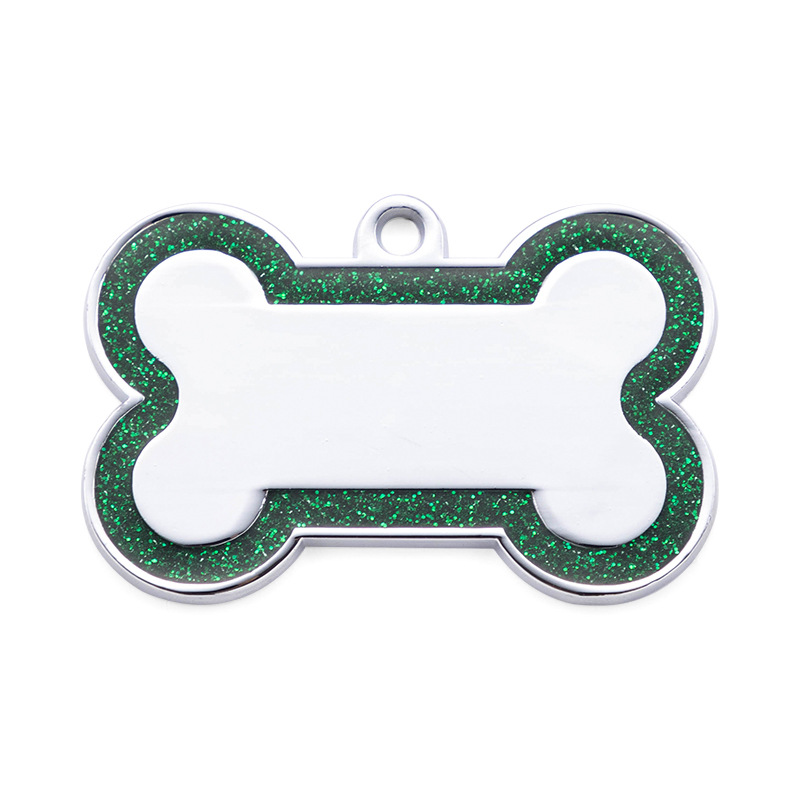 Zinc Alloy Dog Anti-lost Tag With Bone-shaped Edges And Shimmering Metallic Powder
